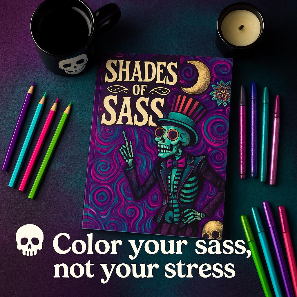 Shades of Sass Coloring Book: Dark Humor & Sarcastic Designs for Adults
