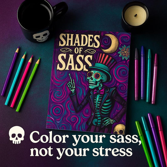 Shades of Sass Coloring Book: Dark Humor & Sarcastic Designs for Adults