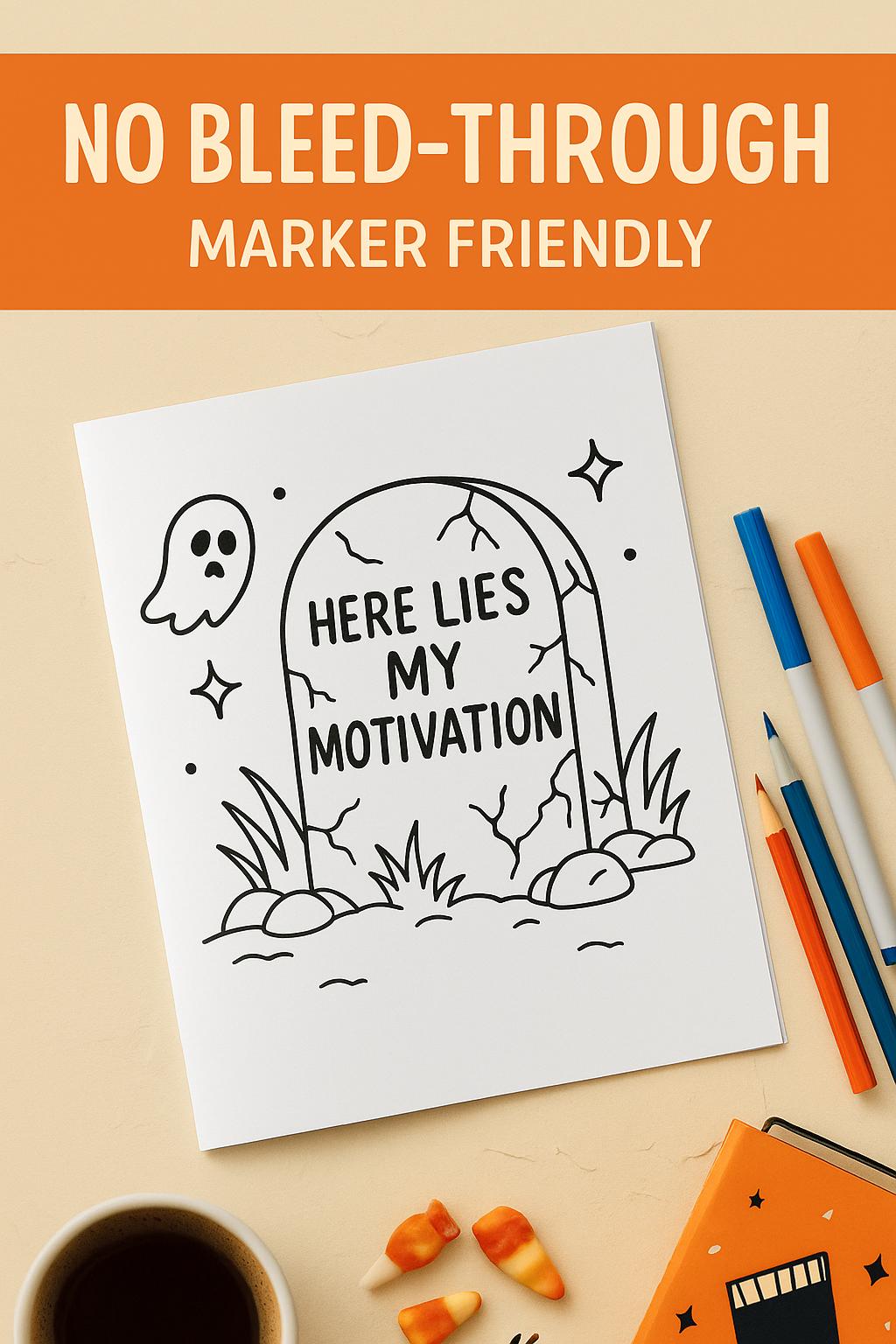 Spooky Season Survival Guide Coloring Book: Funny Halloween Quotes with Witches, Skeletons & Creepy-Cute Designs