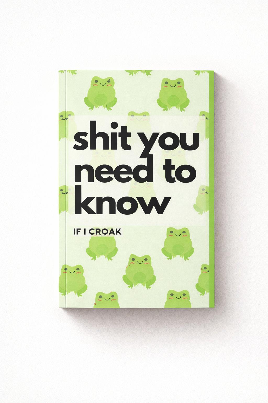 Funny Emergency Info Notebook: 'Shit You Need to Know' Life Organizer