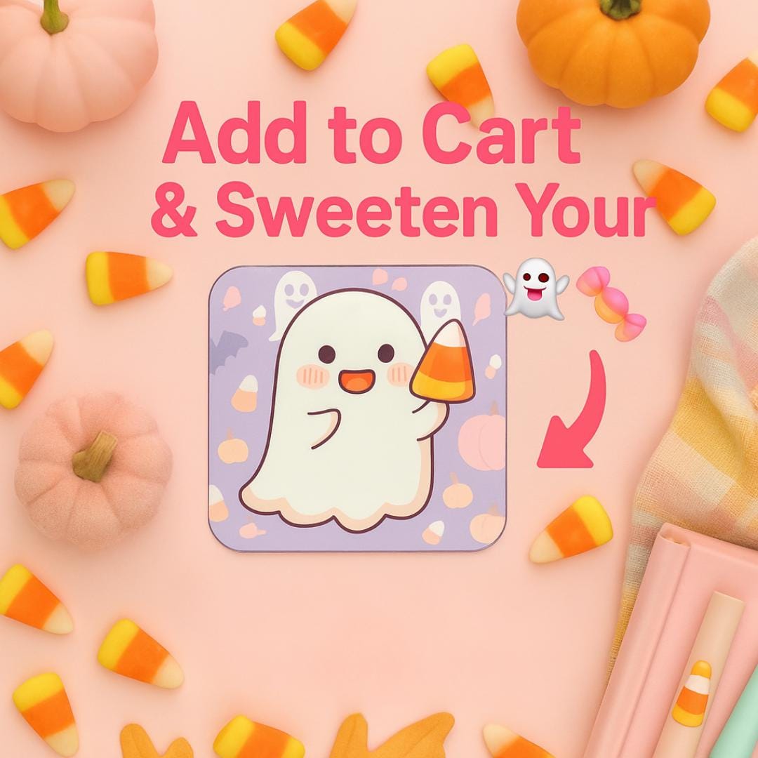 Kawaii Ghost Sticker: Candy Corn Halloween Vinyl Decal
