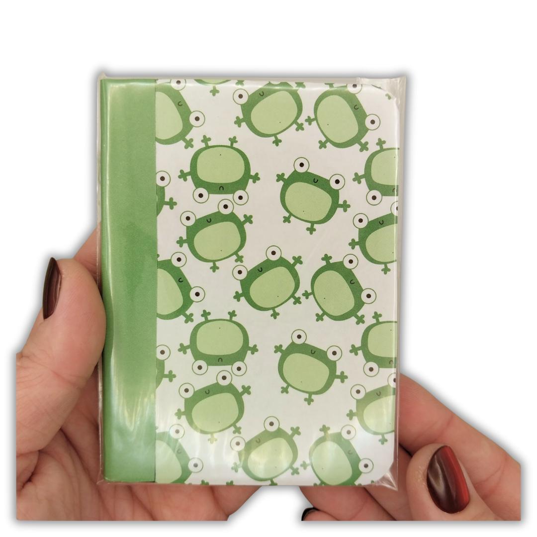 Handmade Mini Notebook | Green Frog Pattern, Pocket Journal