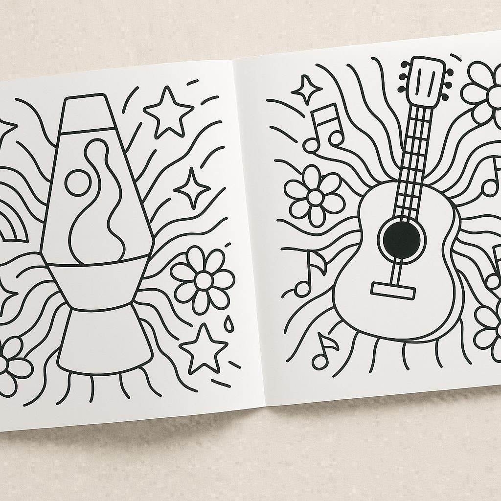 Color Me Groovy Retro Coloring Book: Bold & Easy 70s Hippie Designs for All Ages