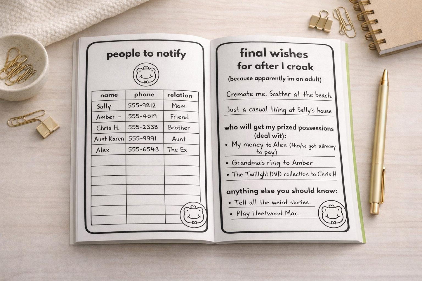 Funny Emergency Info Notebook: 'Shit You Need to Know' Life Organizer
