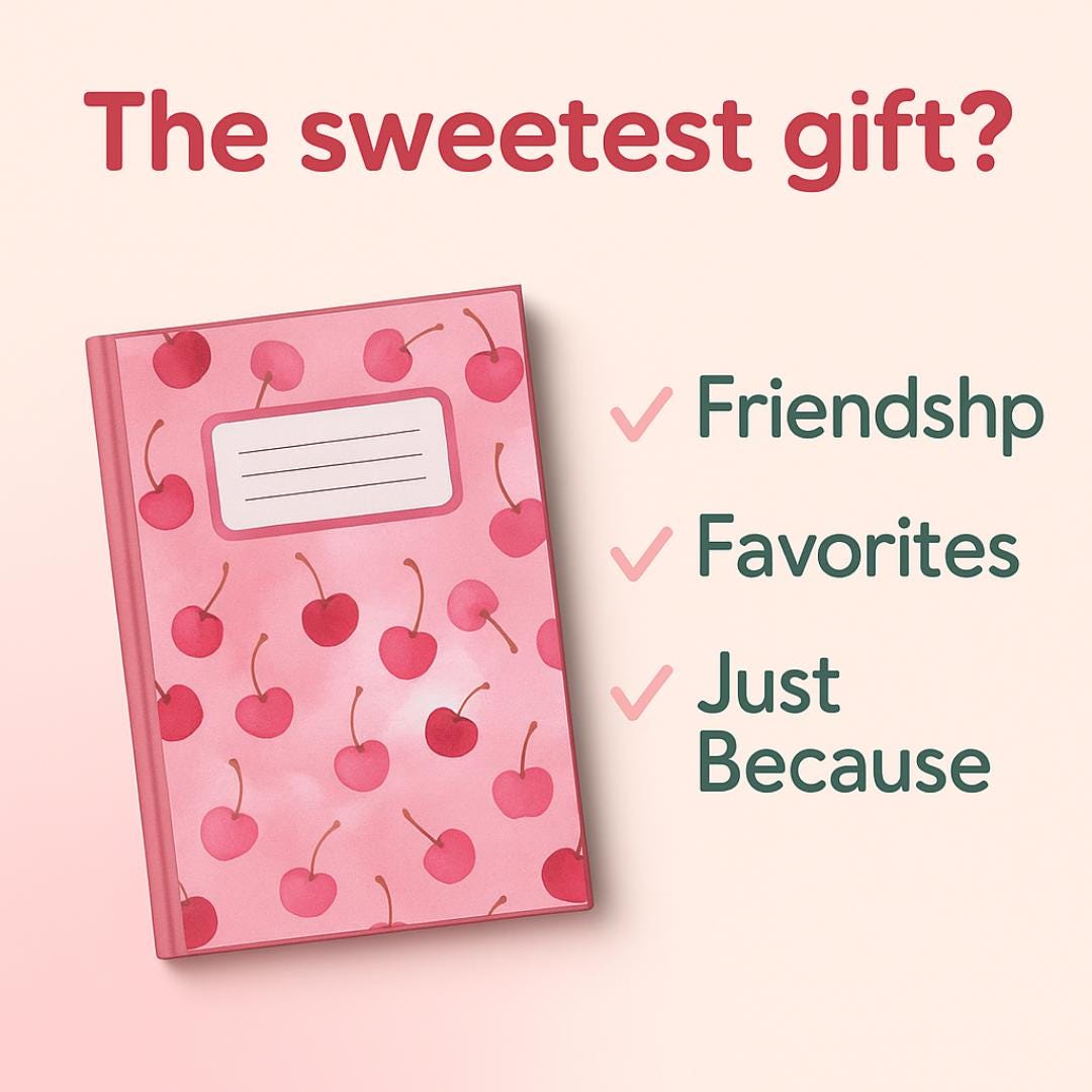 Cherry Notebook: Pink Watercolor Journal, Kawaii Stationery (6x9 Lined Pages)