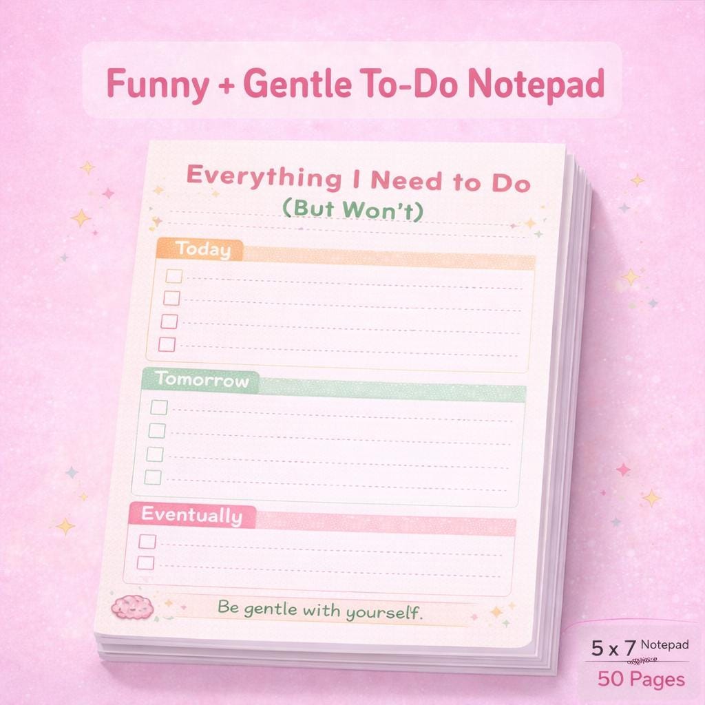 Everything I Need to Do (But Won’t) Notepad | Funny To-Do List Pad