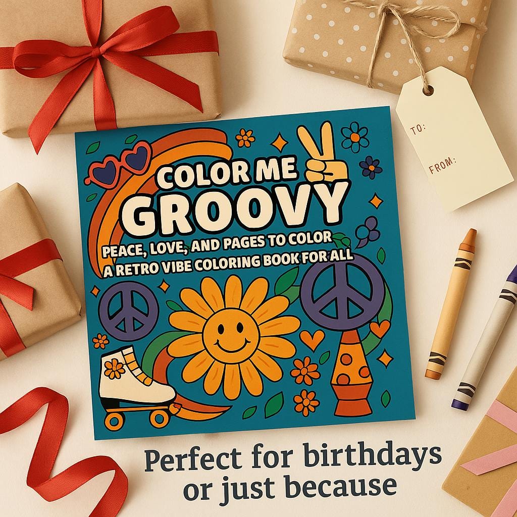 Color Me Groovy Retro Coloring Book: Bold & Easy 70s Hippie Designs for All Ages
