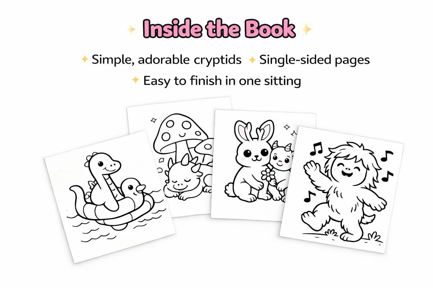 Cryptid Cuties Coloring Book: Bold & Easy Cryptid Designs for Kids and Adults
