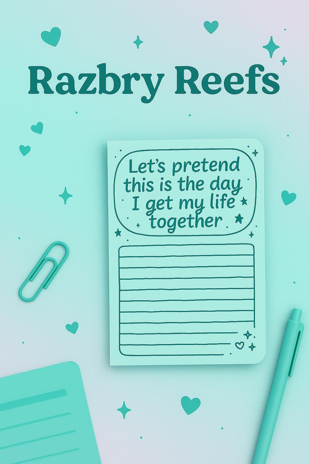 Funny Aqua Notepad: "Get My Life Together" 4x6 Memo Pad