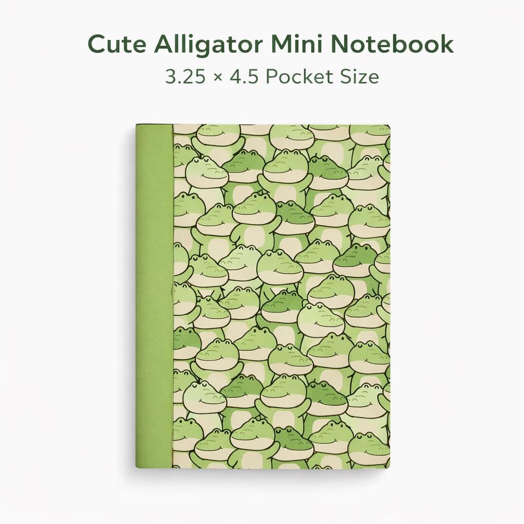 Alligator Mini Notebook Altered Composition Pocket Journal 3.25x4.5 Handmade