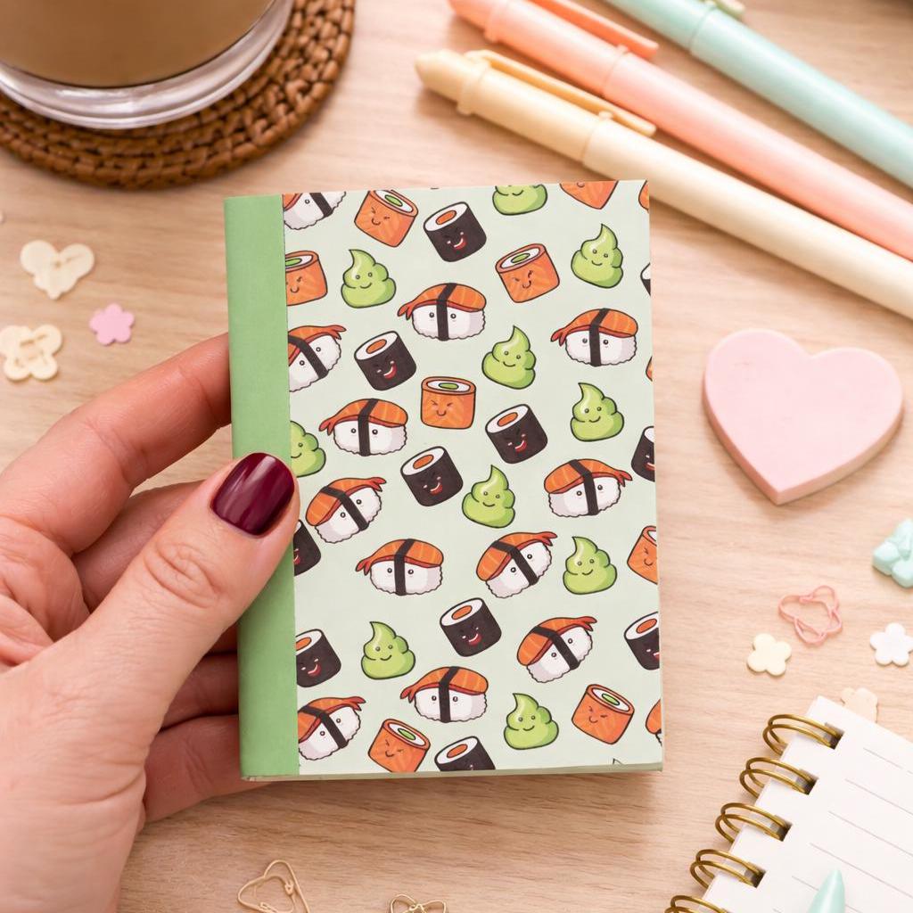 Kawaii Sushi Mini Notebook | Handmade Pocket Journal