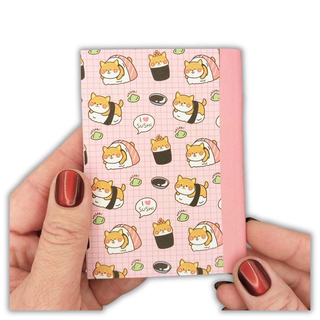Sushi Dog Mini Notebook – Handmade Kawaii Pocket Journal