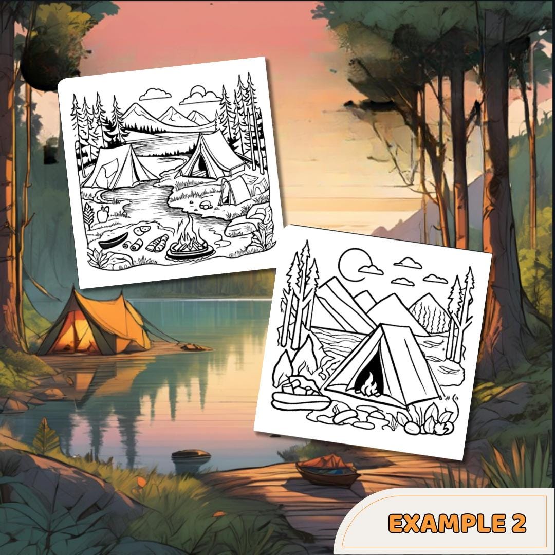 Canoe & Camp Adventures Coloring Book: Relaxing Nature Scenes with Tents, Lakes and Mountains