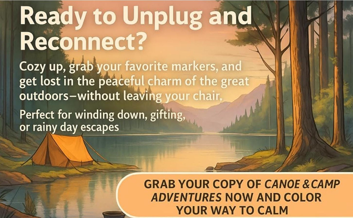 Canoe & Camp Adventures Coloring Book: Relaxing Nature Scenes with Tents, Lakes and Mountains