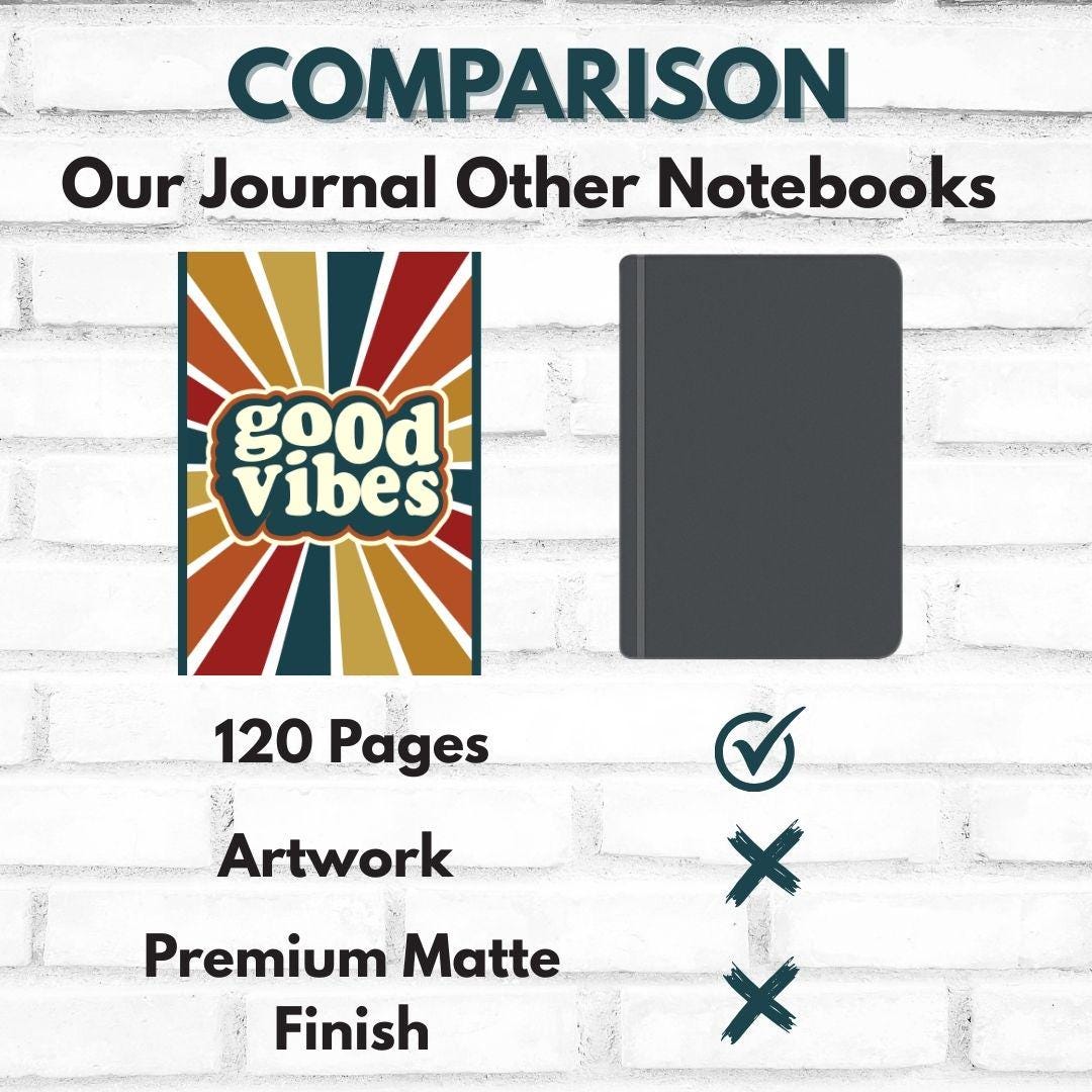 Good Vibes Notebook: Retro 70s Style Journal with 120 Lined Pages