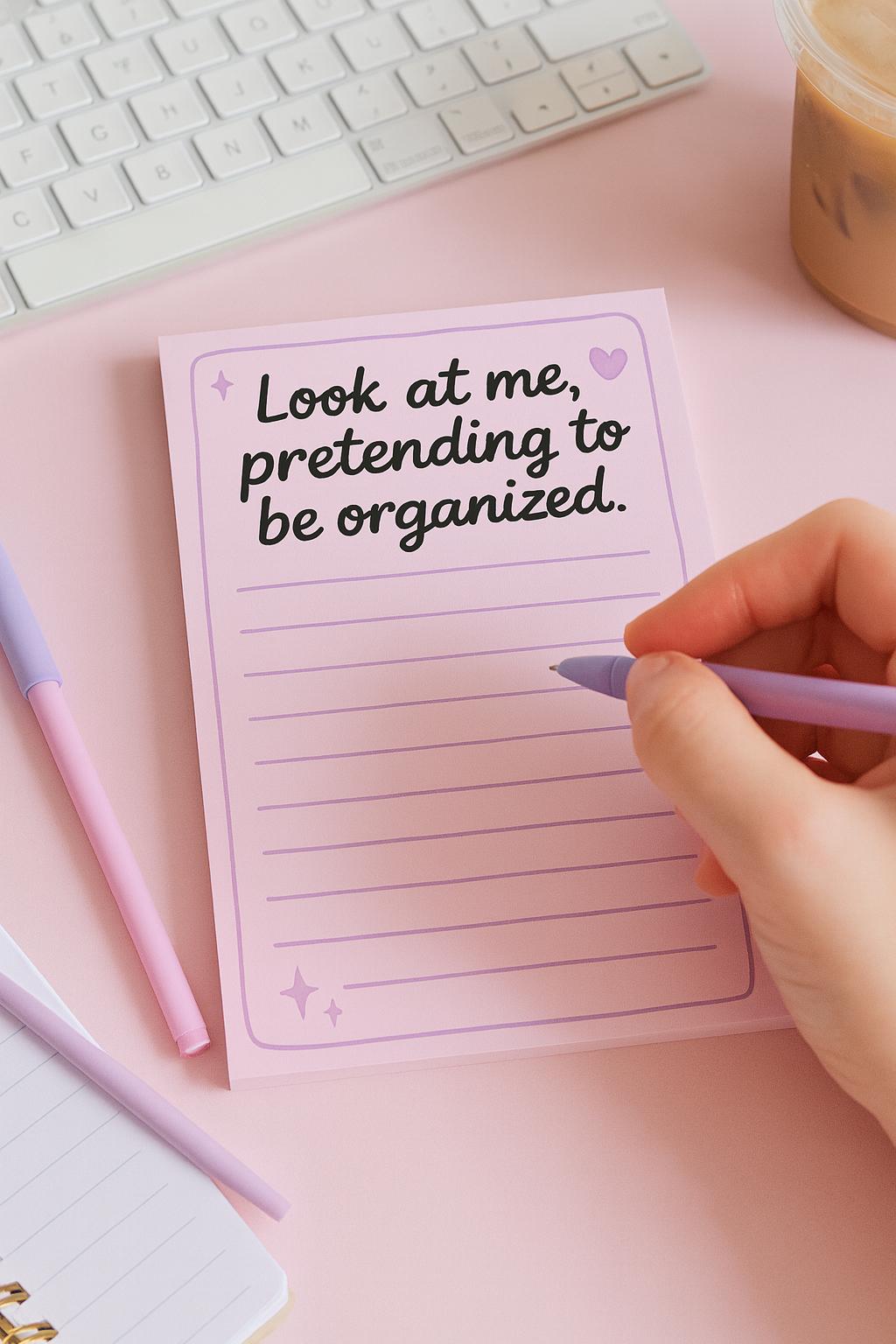 Sarcastic Notepad: “Look at Me Pretending to Be Organized” (50 Pages)