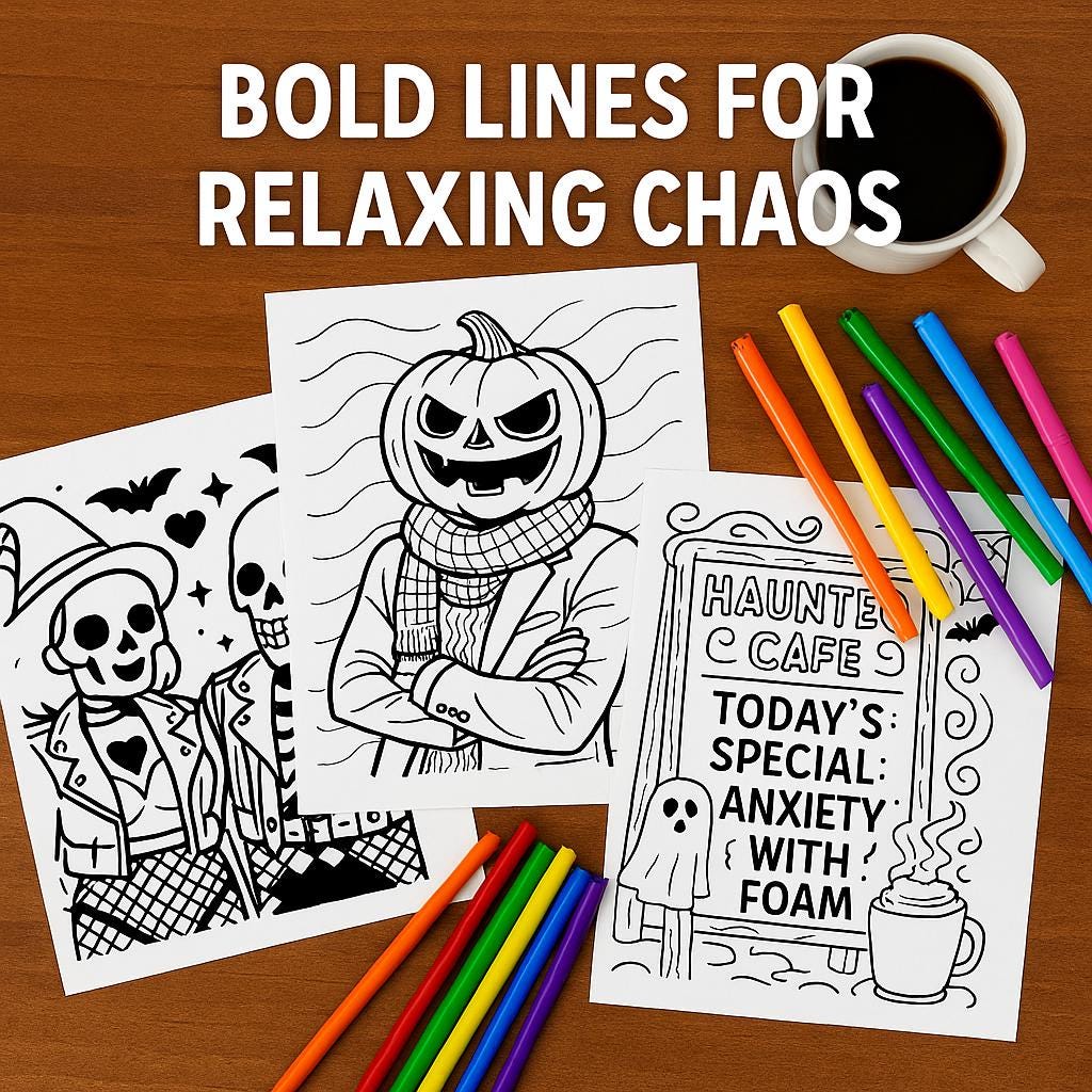 Spooky Season Survival Guide Coloring Book: Funny Halloween Quotes with Witches, Skeletons & Creepy-Cute Designs