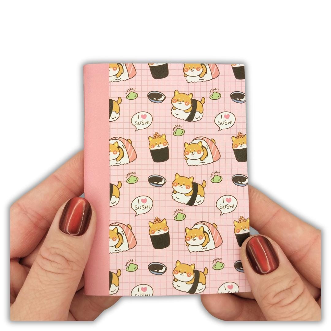 Sushi Dog Mini Notebook – Handmade Kawaii Pocket Journal