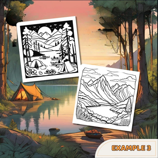 Canoe & Camp Adventures Coloring Book: Relaxing Nature Scenes with Tents, Lakes and Mountains
