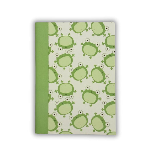 Handmade Mini Notebook | Green Frog Pattern, Pocket Journal