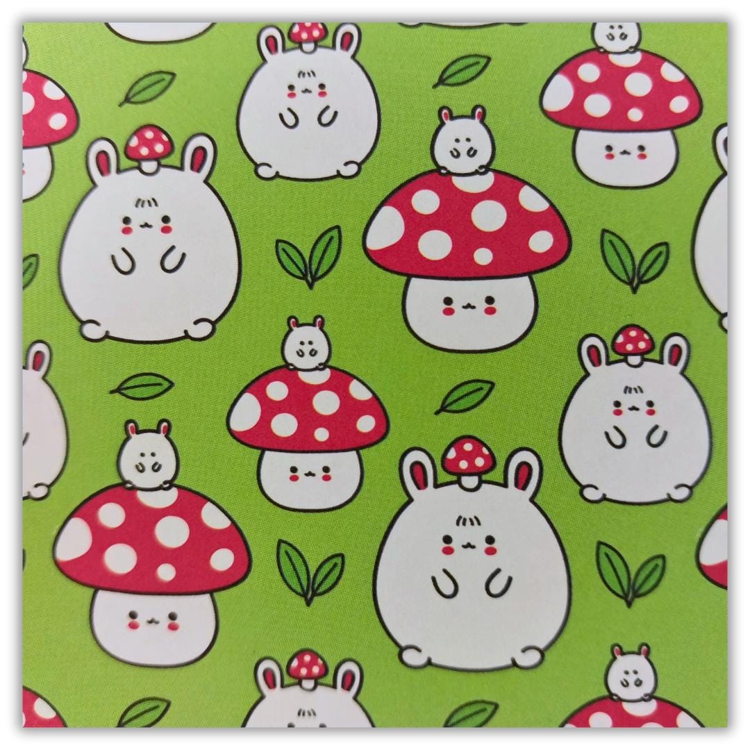 Handmade Mini Composition Notebook – Mushroom Bunny Kawaii Pocket Journal