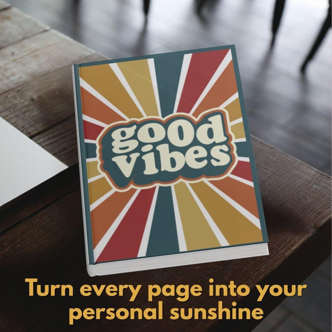 Good Vibes Notebook: Retro 70s Style Journal with 120 Lined Pages