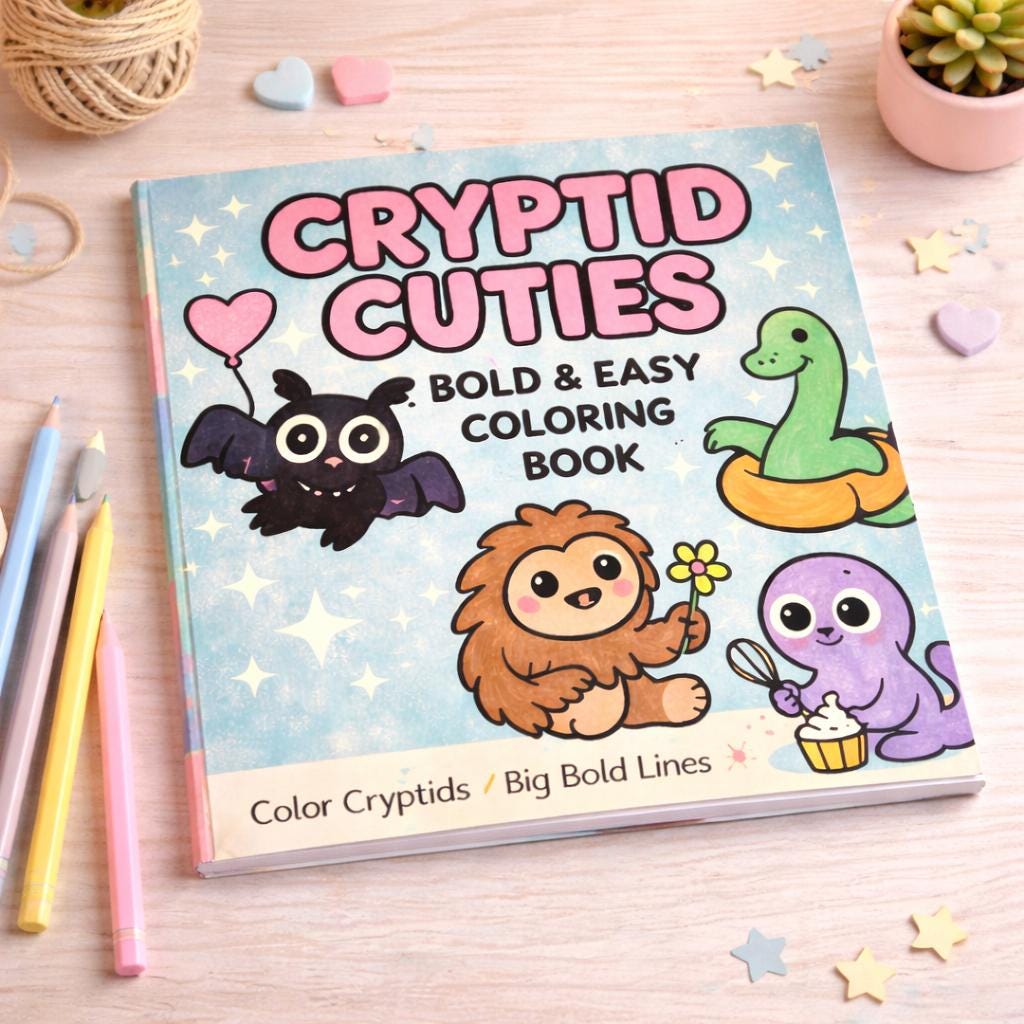 Cryptid Cuties Coloring Book: Bold & Easy Cryptid Designs for Kids and Adults
