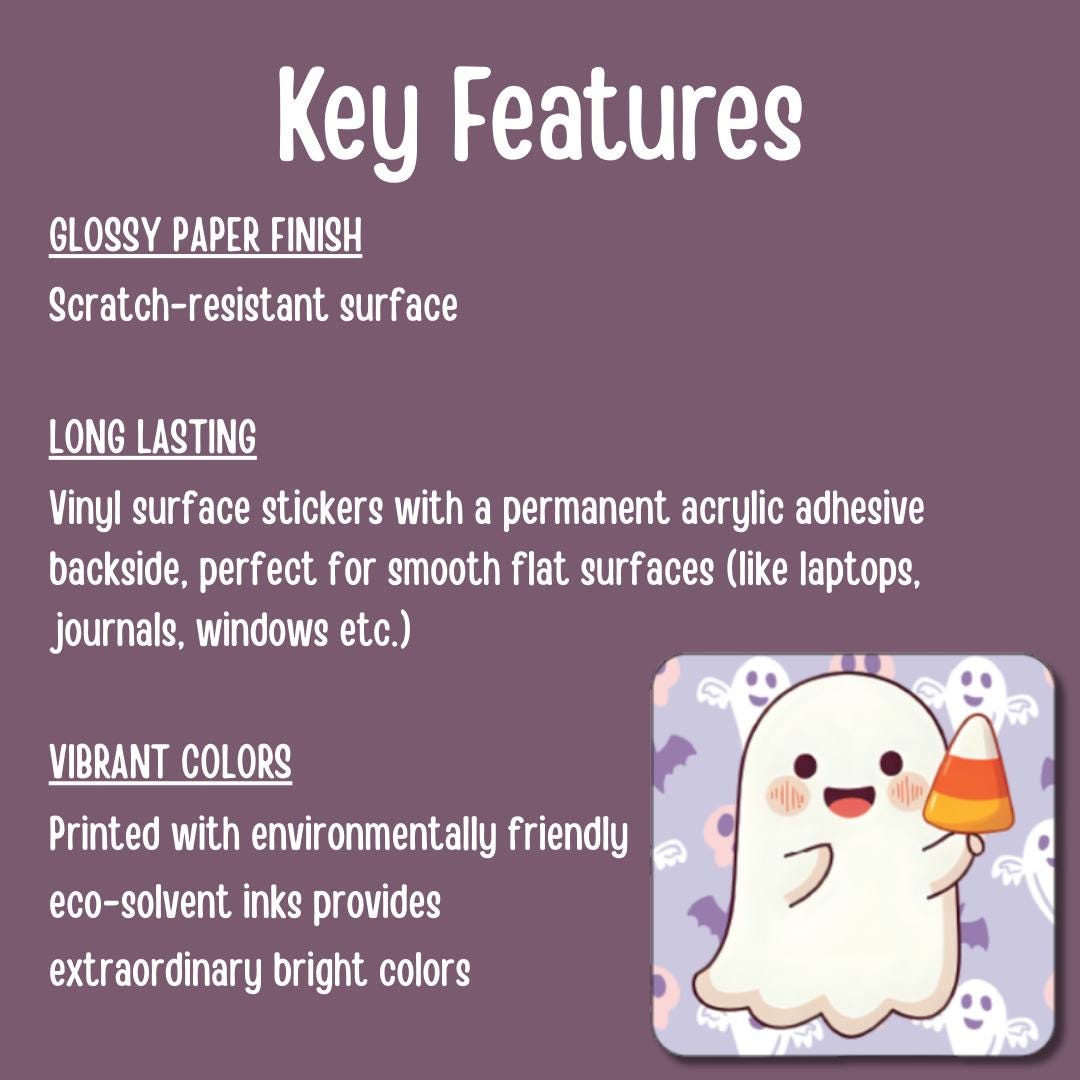 Kawaii Ghost Sticker: Candy Corn Halloween Vinyl Decal