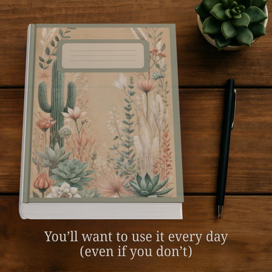 Boho Desert Botanical Notebook: Wildflower & Cactus Floral Journal with Lined Pages
