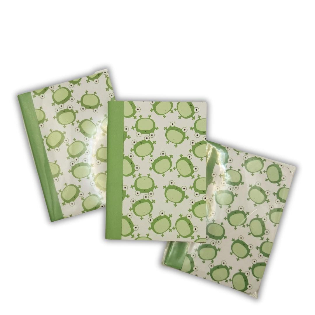 Handmade Mini Notebook | Green Frog Pattern, Pocket Journal