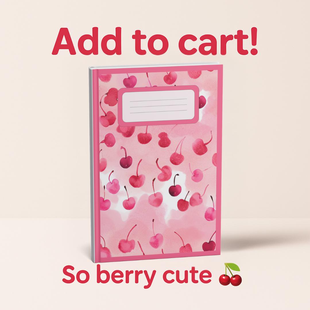 Cherry Notebook: Pink Watercolor Journal, Kawaii Stationery (6x9 Lined Pages)