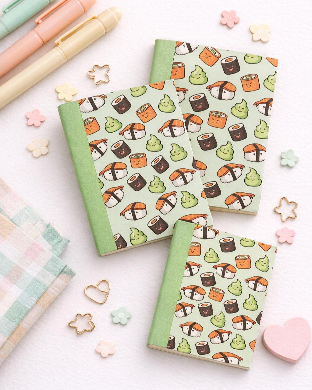 Kawaii Sushi Mini Notebook | Handmade Pocket Journal