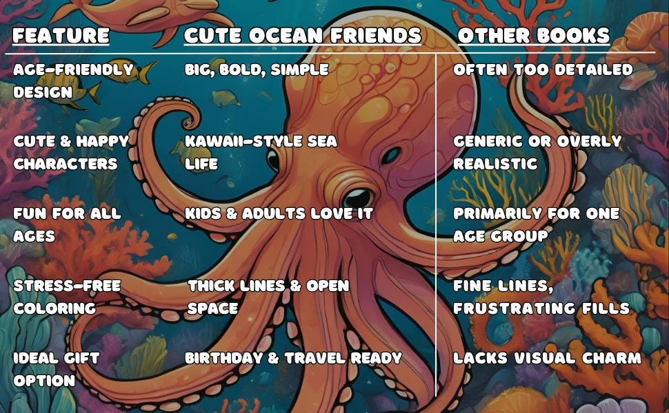 Sea Animal Coloring Book: Bold, Easy Ocean Designs