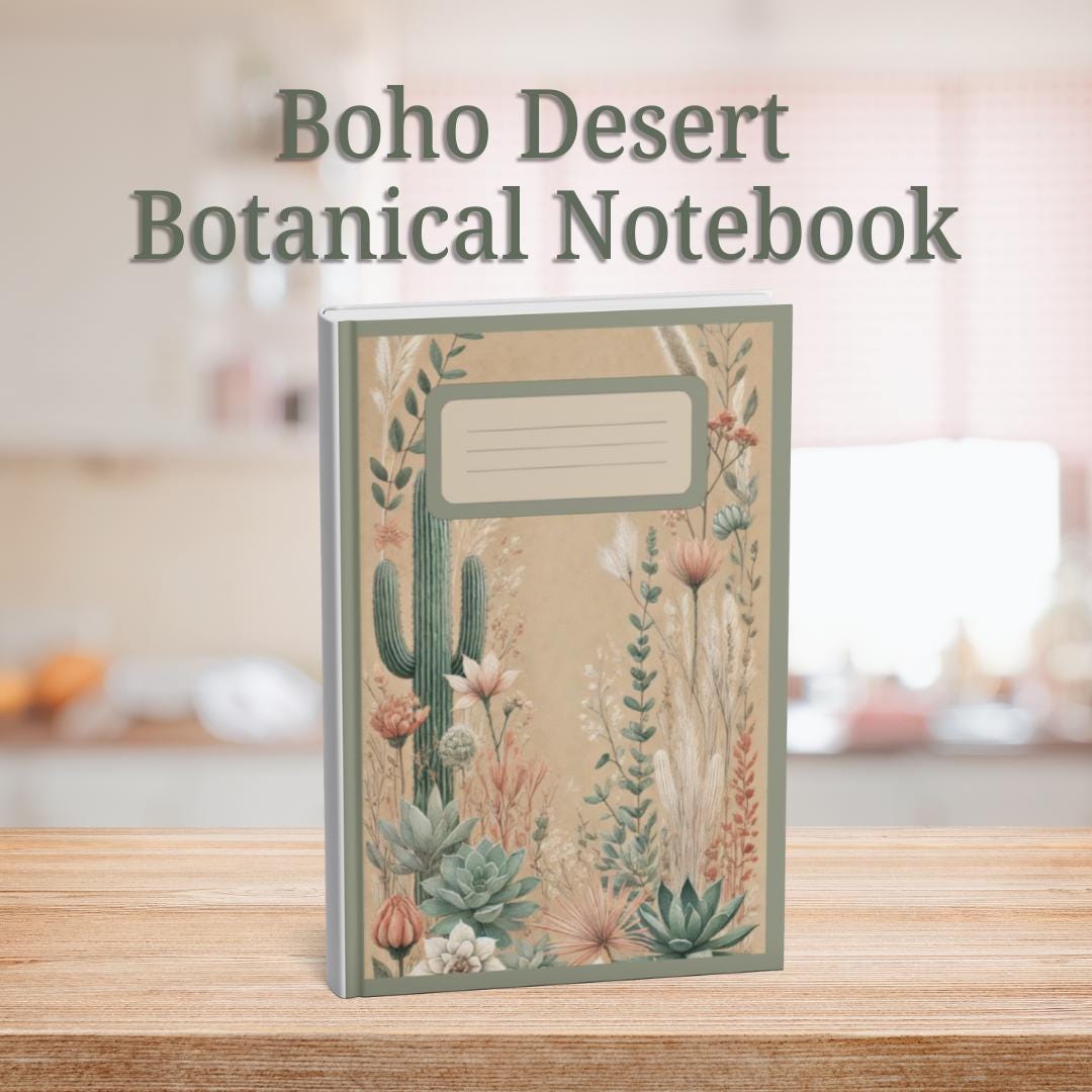 Boho Desert Botanical Notebook: Wildflower & Cactus Floral Journal with Lined Pages