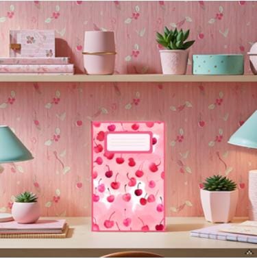 Cherry Notebook: Pink Watercolor Journal, Kawaii Stationery (6x9 Lined Pages)