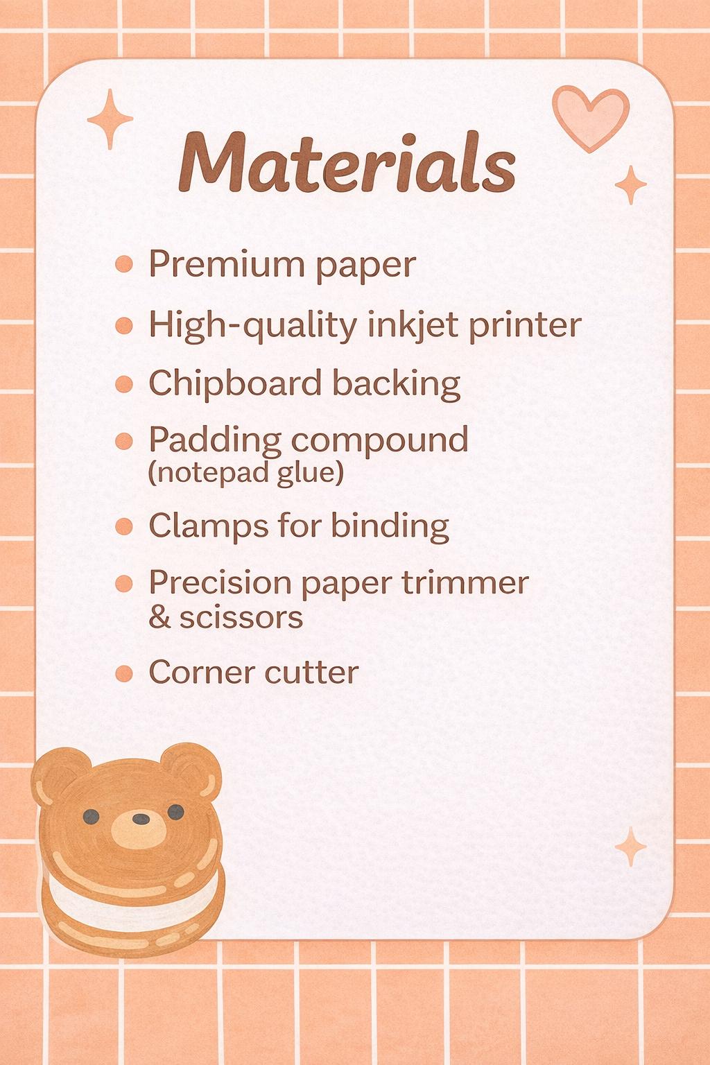Kawaii Bear Notes Notepad 4x6 Handmade Lined Memo Pad with 50 Pages
