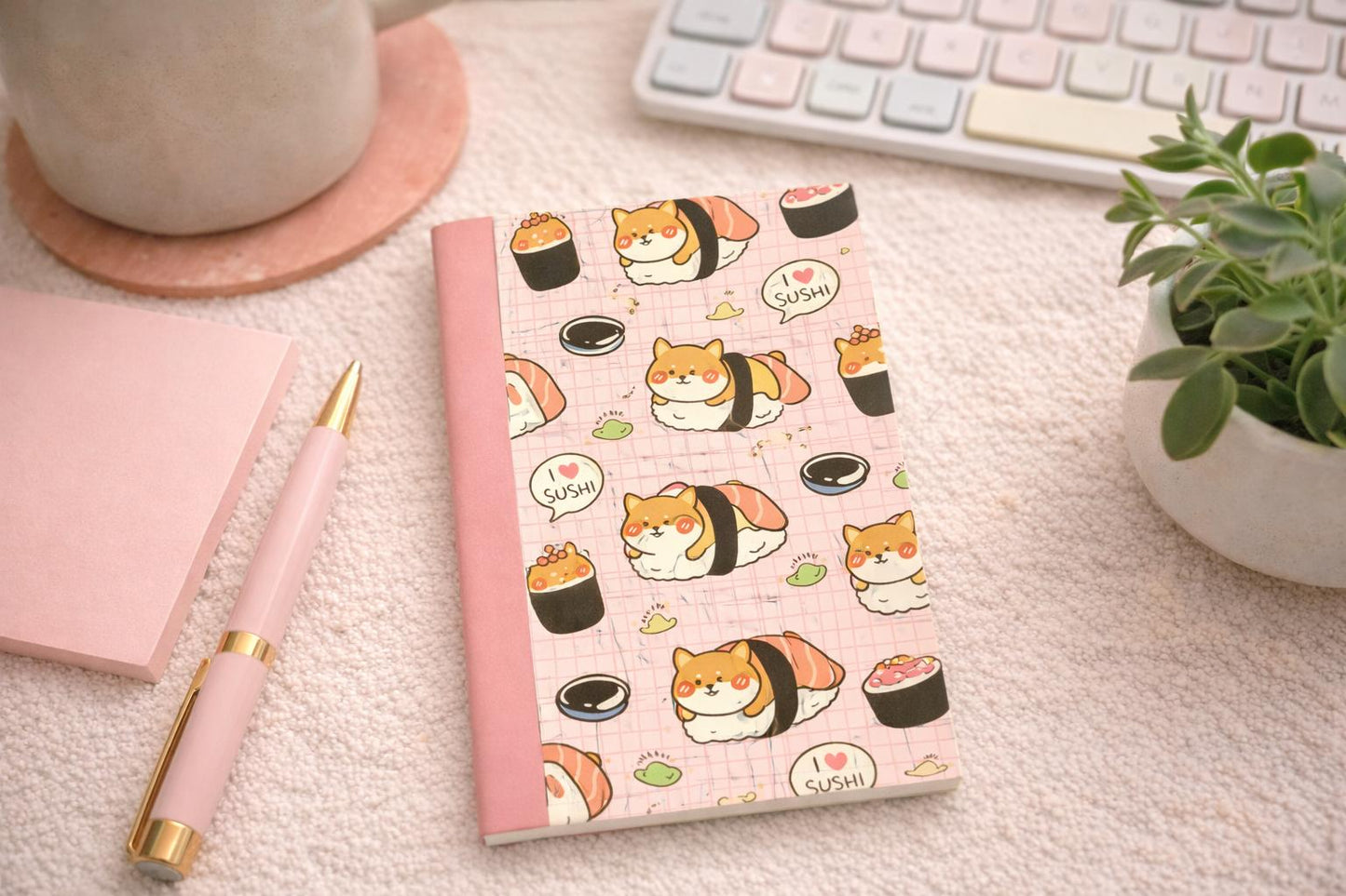 Sushi Dog Mini Notebook – Handmade Kawaii Pocket Journal