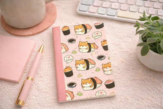 Sushi Dog Mini Notebook – Handmade Kawaii Pocket Journal