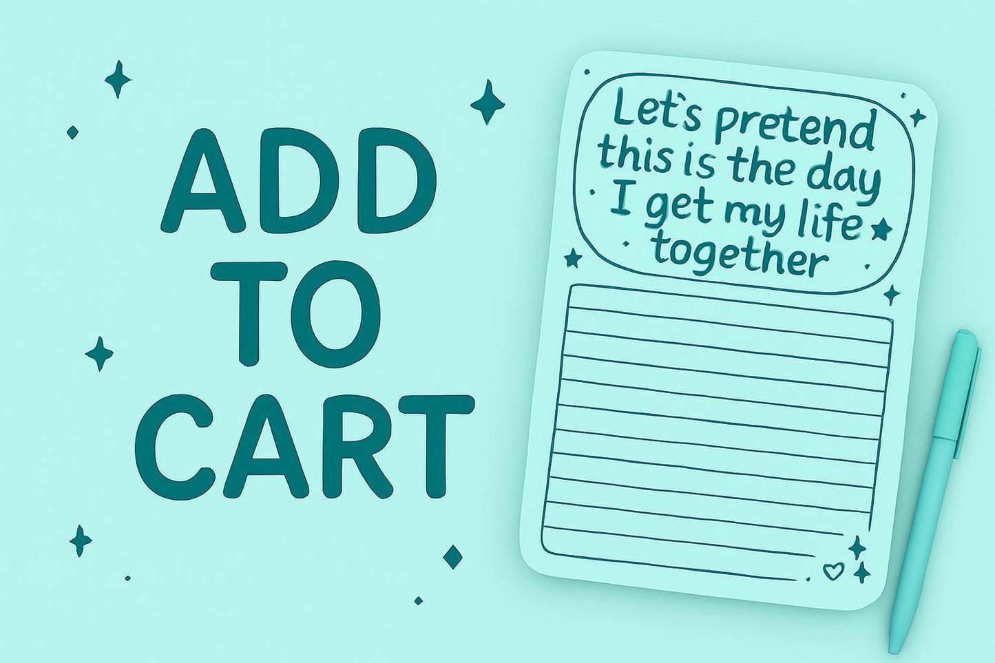 Funny Aqua Notepad: "Get My Life Together" 4x6 Memo Pad
