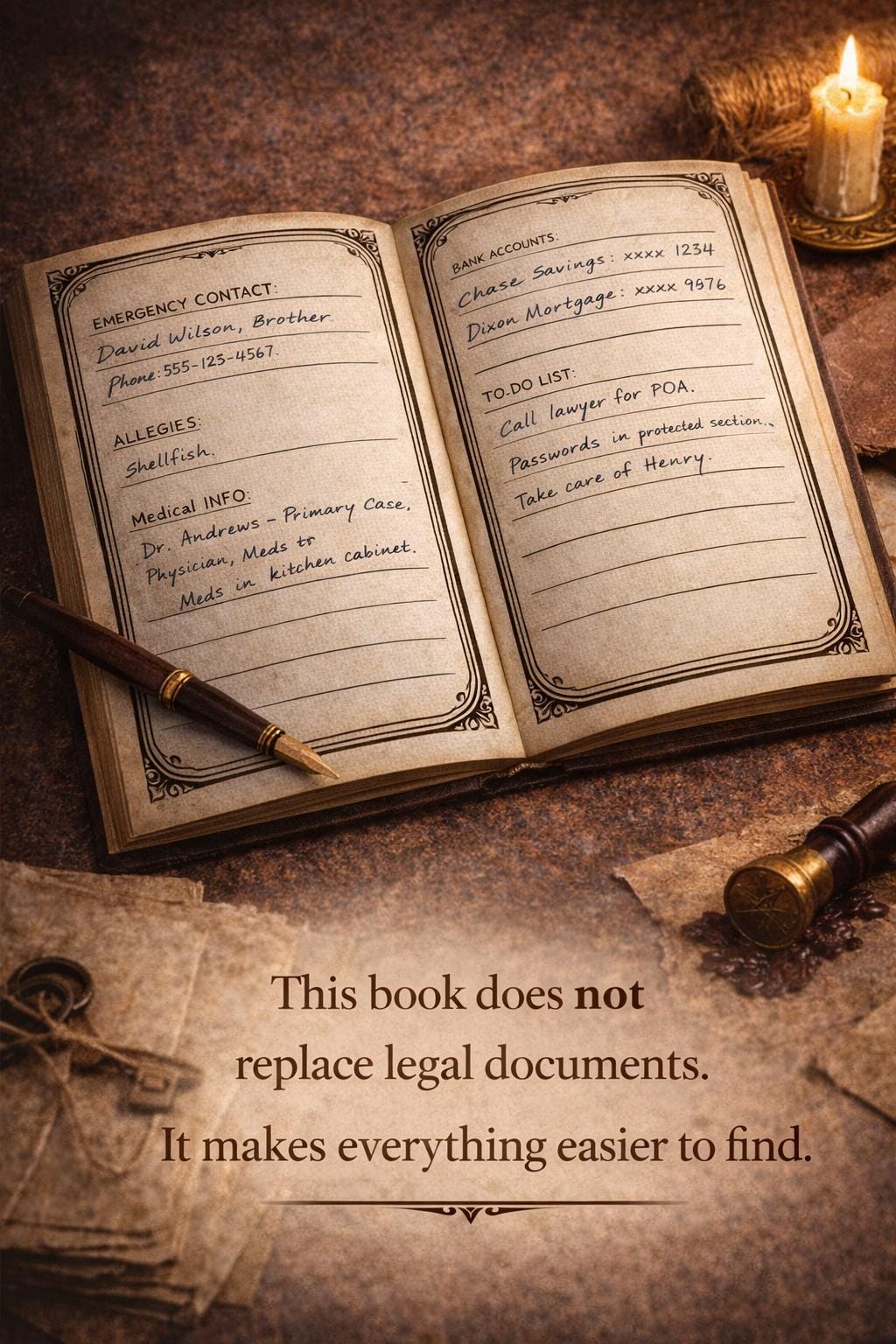 Emergency Legacy Planner | End of Life Organizer, Password Keeper