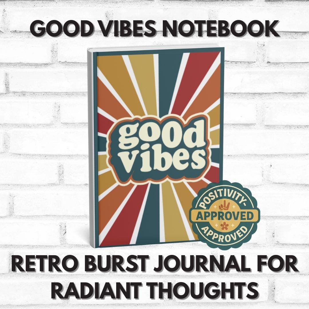 Good Vibes Notebook: Retro 70s Style Journal with 120 Lined Pages