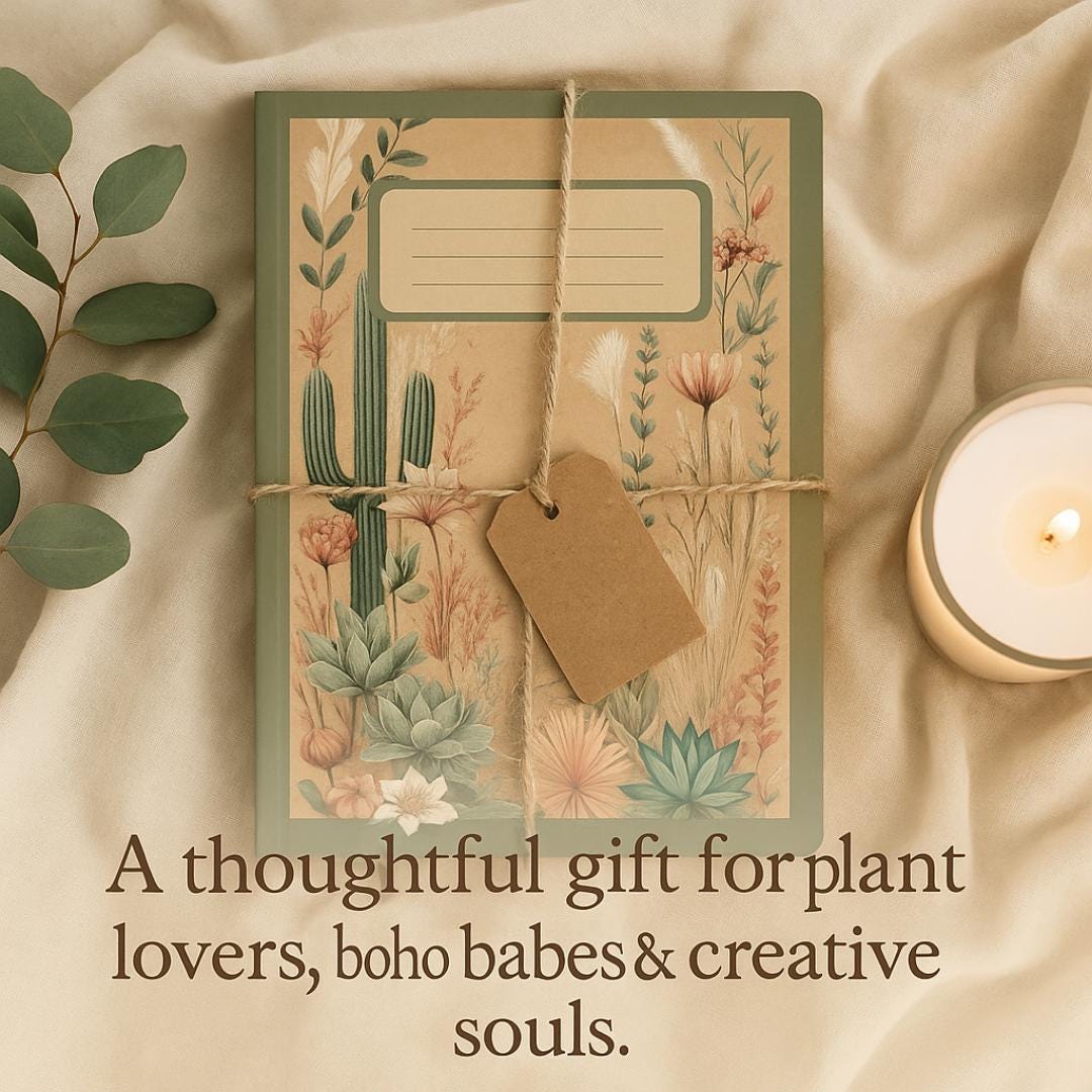 Boho Desert Botanical Notebook: Wildflower & Cactus Floral Journal with Lined Pages