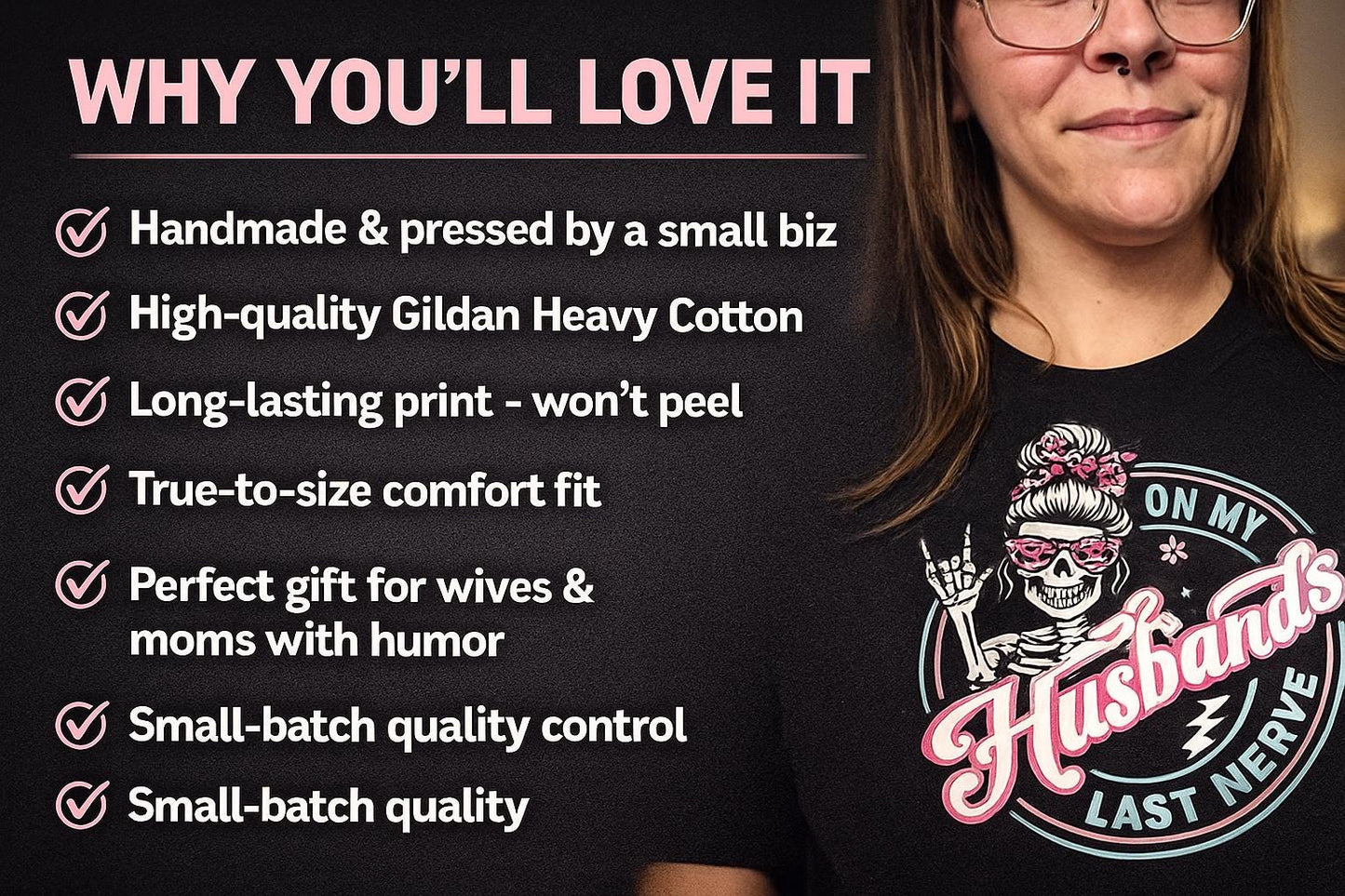 On My Husband’s Last Nerve T-Shirt, Funny Wife Skeleton Graphic Tee