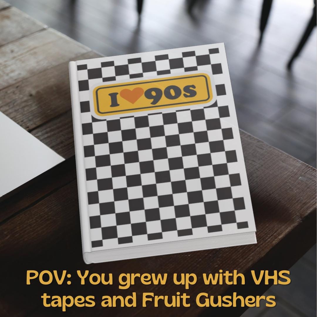 I Love 90s Notebook: Retro Checkered Journal in Black & White