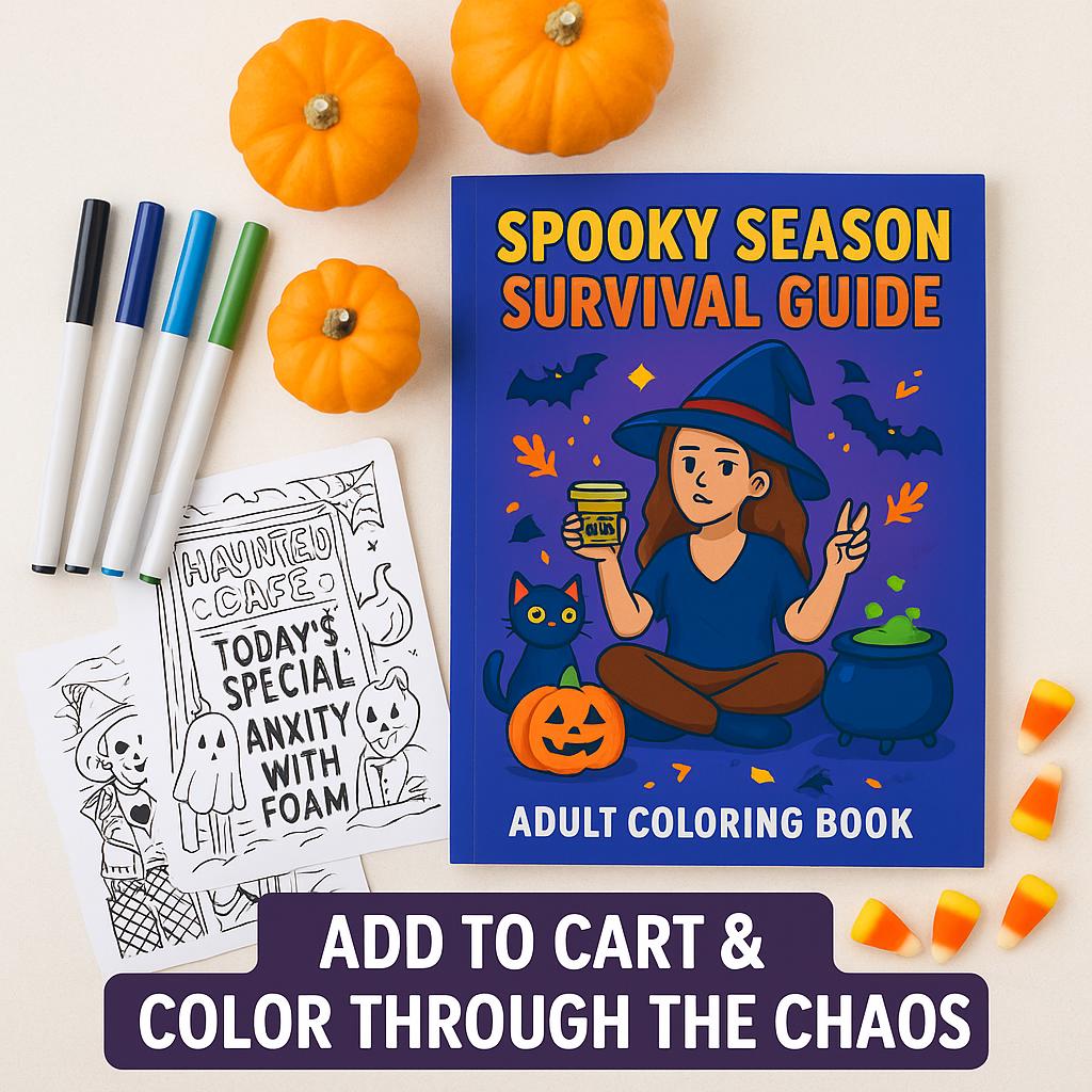 Spooky Season Survival Guide Coloring Book: Funny Halloween Quotes with Witches, Skeletons & Creepy-Cute Designs